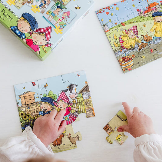 Bambolino toys fien en teun 4in1 puzzel 4-16 stukjes