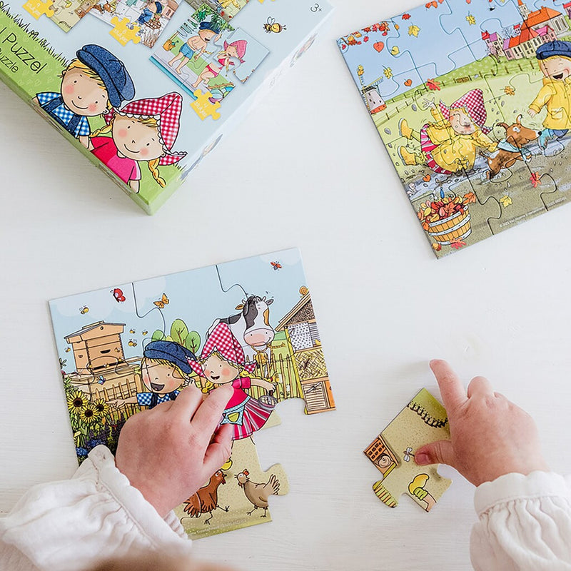 Load image into Gallery viewer, Bambolino fien en teun 4in1 puzzel 4-16 stukjes
