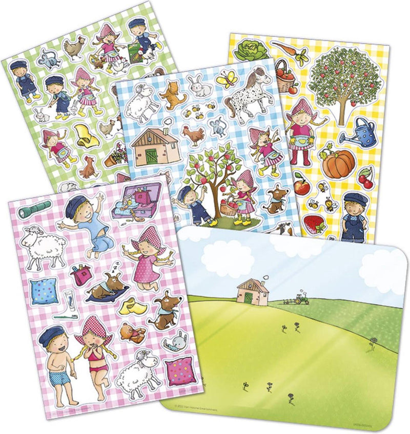 Load image into Gallery viewer, Fien teun raamstickers, niet permanente verplaatsbare stickers - met speelachtergrond - vanaf 3 jaar - bambolino toys
