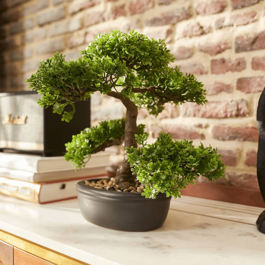 Emerald kunstplant mini bonsai ficus groen 32 cm 420002