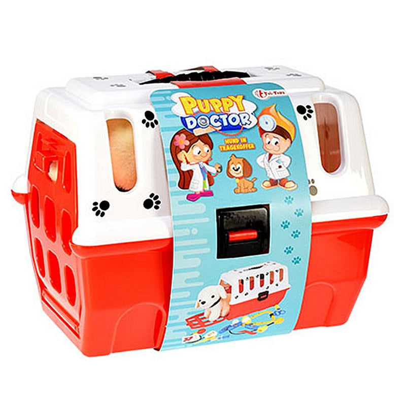 Load image into Gallery viewer, Toi-toys puppy in reismand + dierenarts accessoires
