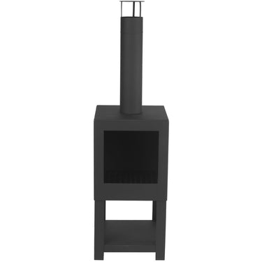 Esschert design tuinhaard met houtopslag zwart ff410