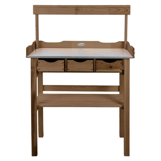 Esschert design oppottafel met lade en rek bruin