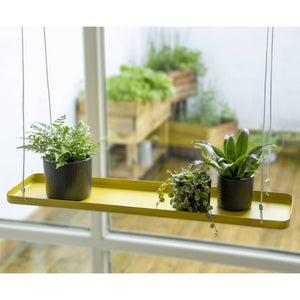 Esschert design plantenblad hangend rechthoekig l goudkleurig