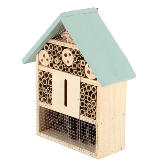 Esschert design houten insectenhotel 10x24x29 cm naturel mintgroen