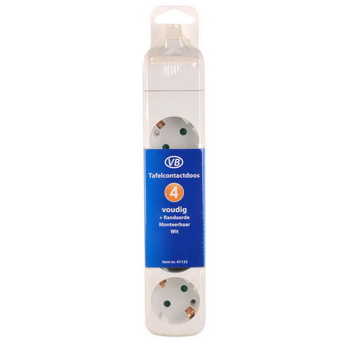 Vb 41132 tafelcontactdoos 4-voudig + ra zonder snoer wit