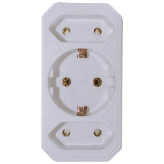 Vb 41198 verloopstekker 2x euro + 1x ra wit