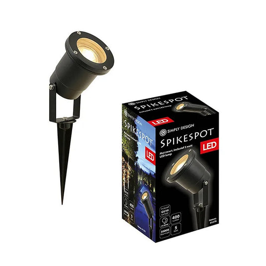 Simply design led spikespot gu10 5w 3000k zwart metaal