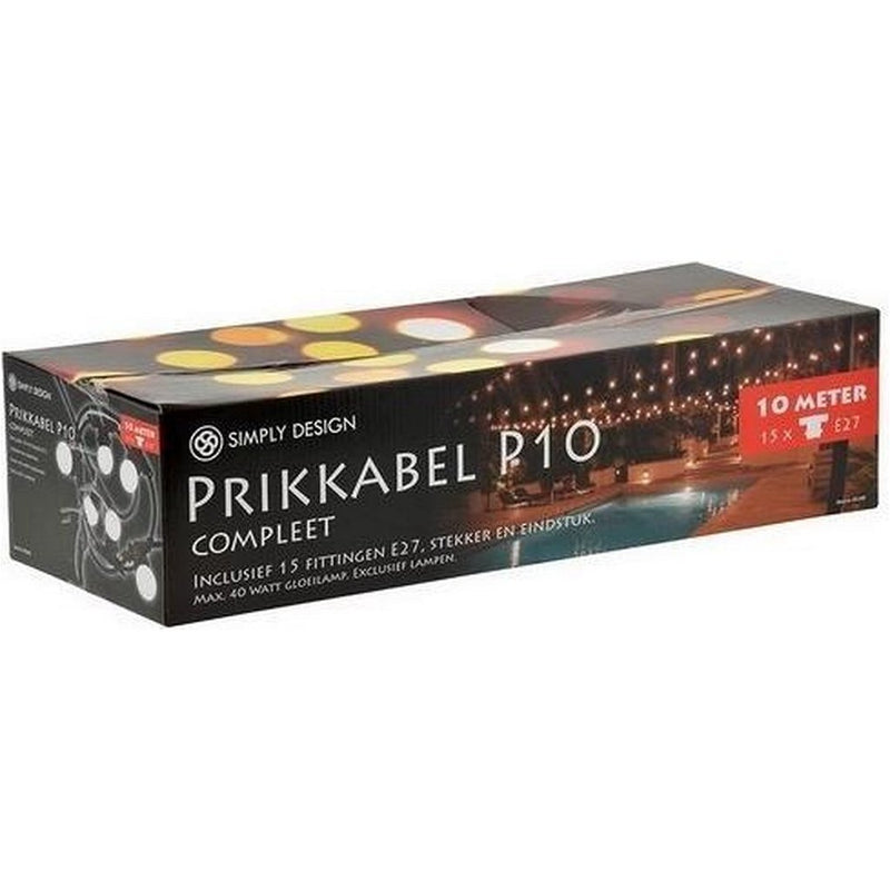 Load image into Gallery viewer, Basic simply design p10 waterdichte prikkabel met 15 fittingen 10m zwart
