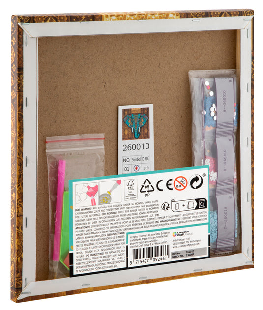 Canvas Diamond Painting Olifant, 30x30cm