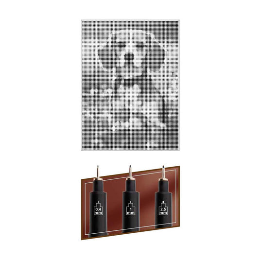 Craft id stippenkunst op doek hond - 40 x 30 cm - incl. fineliners