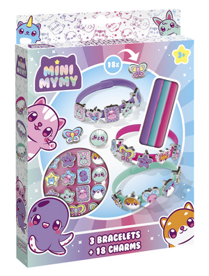 Totum mini mymy kawaii schuifarmbandjes maken - 3 stuks - met 18 dierenbedels - speelgoed kinderen - knutselen - voor meisjes - ook voor kleuters - vanaf 3 jaar