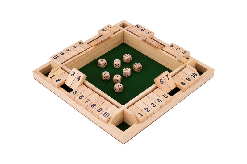 Load image into Gallery viewer, Shut the box (4 spelers) 29x29x3,5cm - rubberhout

