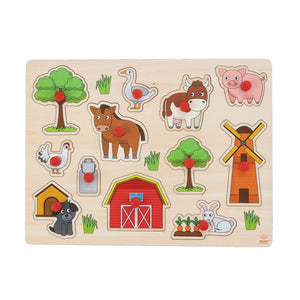 Houten knopjespuzzel + - 30x22,5cm - boerderij