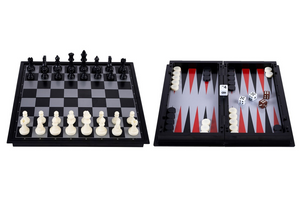 Longfield reis schaak backgammon magn opklapbaar 25x25cm