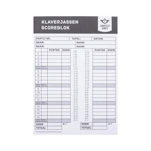 Klaverjas scoreblok (50 vellen)