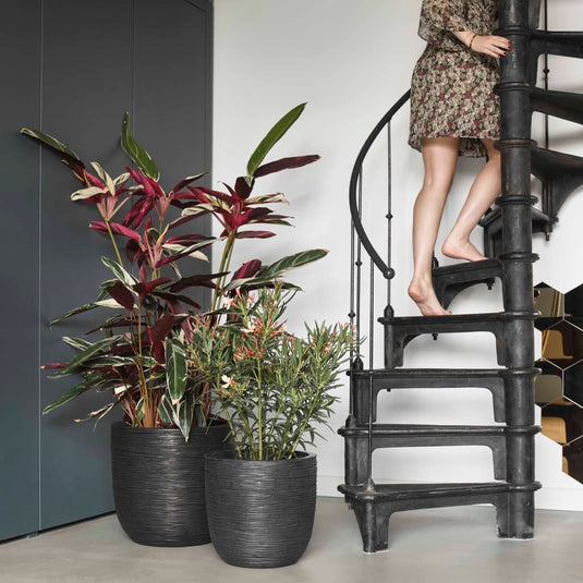 Capi bloempot nature rib 43x41 cm zwart kblr933