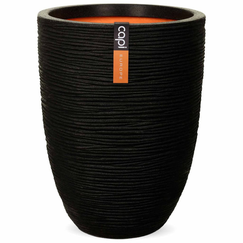 Load image into Gallery viewer, Capi bloempot nature rib elegant laag 46x58 cm zwart pkblr783
