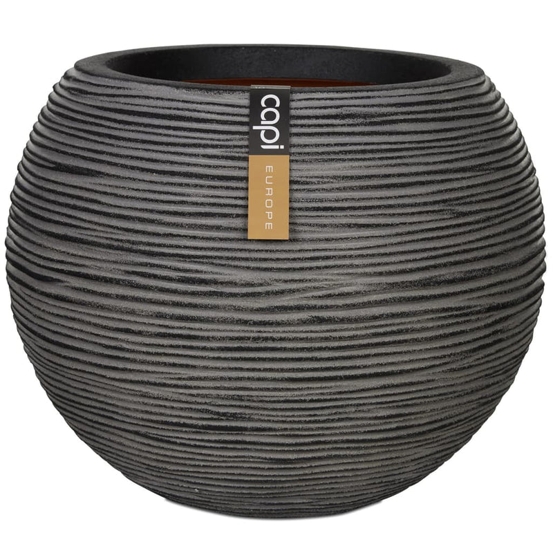 Load image into Gallery viewer, Capi bloempot nature rib bolvormig 62x48 cm antraciet kofz271
