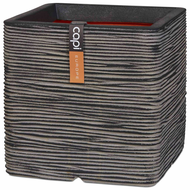Load image into Gallery viewer, Capi plantenbak nature rib vierkant 40x40 cm antraciet kofz903
