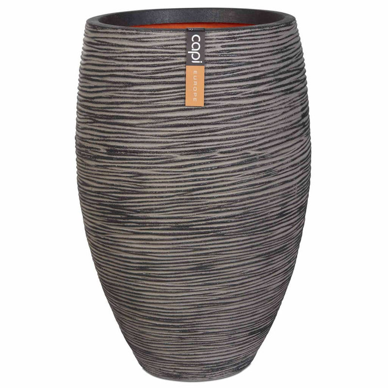 Load image into Gallery viewer, Capi bloempot nature rib elegant deluxe 40x60 cm antraciet pkofz1131
