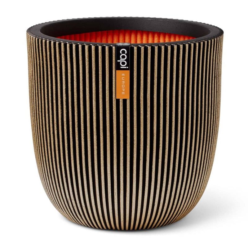 Load image into Gallery viewer, Capi plantenbak groove 35x34 cm zwart en goudkleurig
