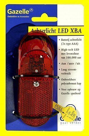 Gazelle achterlicht xba+batt | batterij 2x aaa