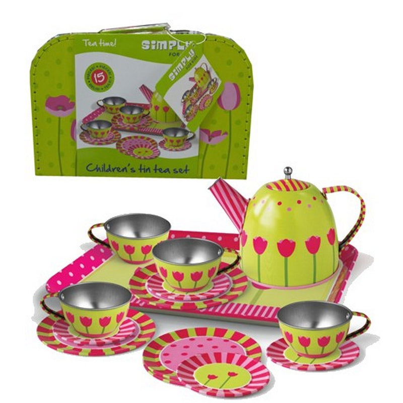 Load image into Gallery viewer, Simply for kids tinnen tulpen theeservies in koffer
