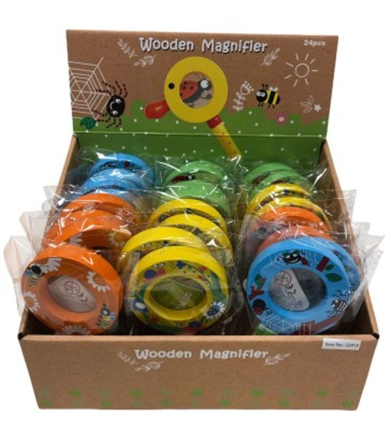 Load image into Gallery viewer, Houten vergrootglas. 4 ass. 12 stuks 3+
