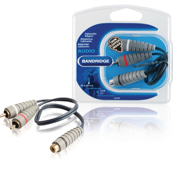 Bandridge bandridge bal4600 subwooferkabel 2x rca male rca female 0.20 m blauw