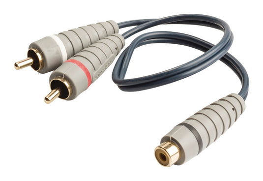 Bandridge bal4600 subwooferkabel 2x rca male - rca female 0.20 m blauw