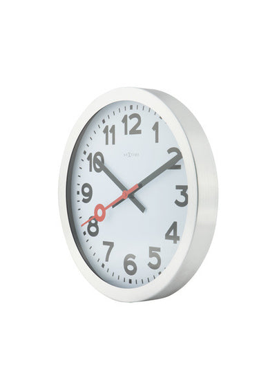 Nextime station – wandklok tafelklok – 19 cm – geborsteld aluminium – wit