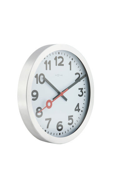 Load image into Gallery viewer, Nextime ne-3998ar wandklok dia. 19 cm, geborsteld aluminium, 'station'
