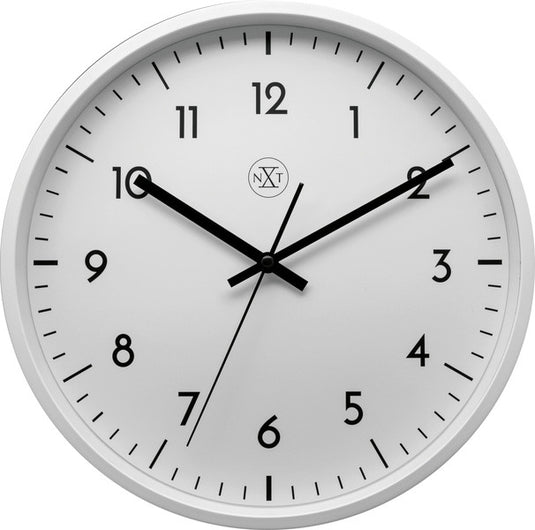 Nextime nx-7320 wandklok nxt diameter 30cm kunststof wit, witte wijzerplaat