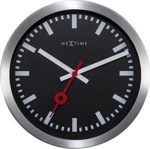 Nextime station – wandklok – 19 cm – aluminium – zwart