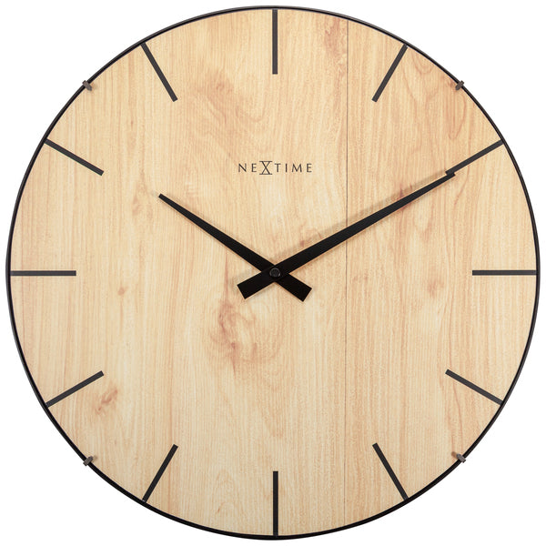 Load image into Gallery viewer, Nextime ne-3249 wandklok edge-wood-dome dia 35cm kunststof licht bruin
