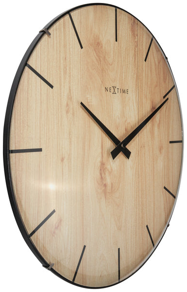 Load image into Gallery viewer, Nextime ne-3249 wandklok edge-wood-dome dia 35cm kunststof licht bruin
