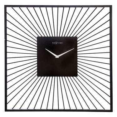 Nextime wandklok vierkant 45x45x15 cm zwart metaal