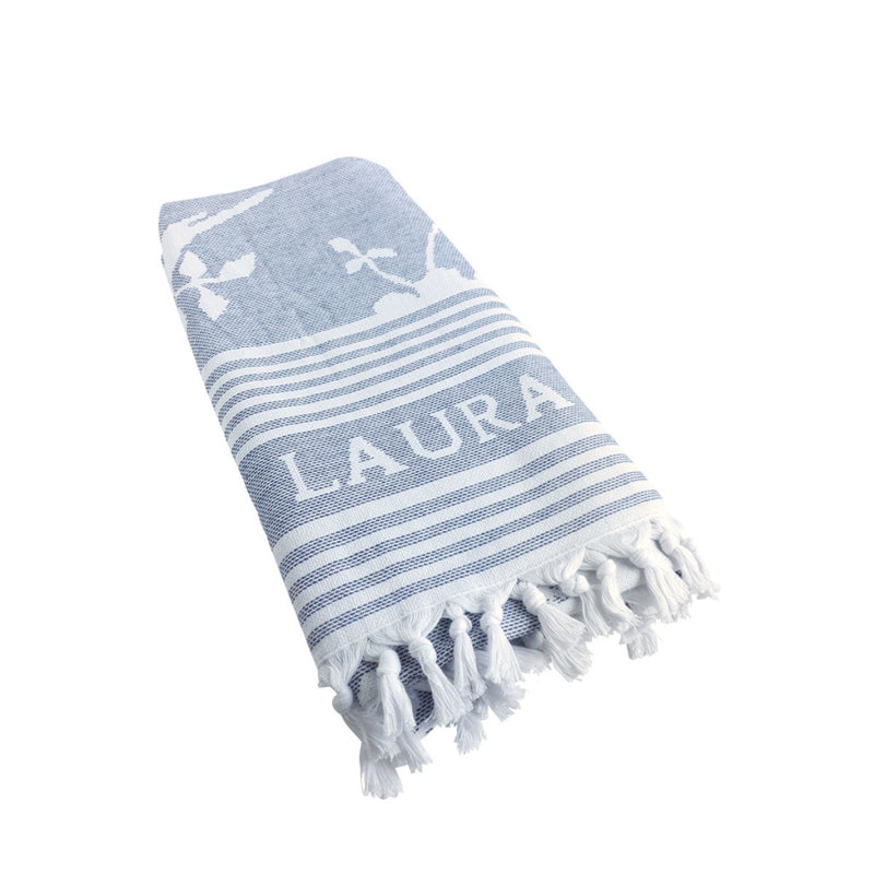 Load image into Gallery viewer, Laura ashley hamamdoek elveden midnight 90x180 cm blauw wit
