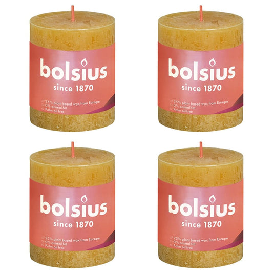 Bolsius Bolsius Stompkaarsen Shine 4 st rustiek 80x68 mm honinggeel