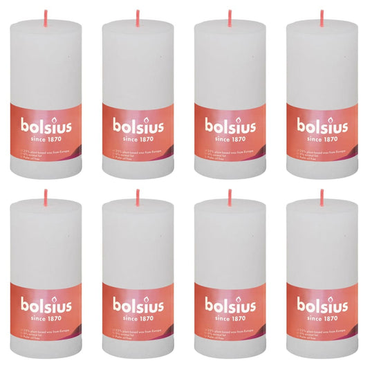 Bolsius Bolsius Stompkaarsen Shine 8 st rustiek 100x50 mm wolkenwit