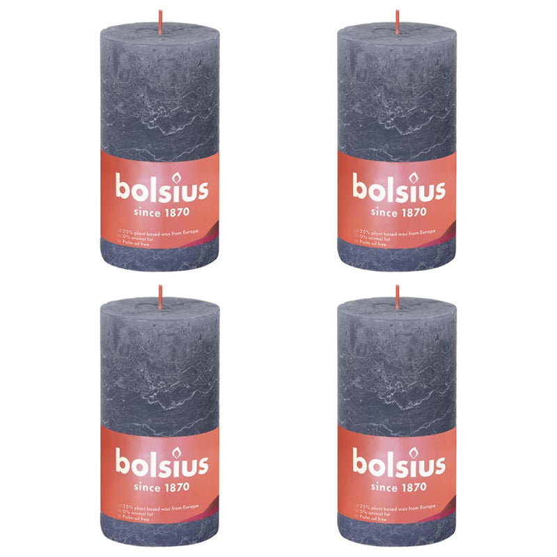 Load image into Gallery viewer, Bolsius Bolsius Stompkaarsen Shine 4 st rustiek 130x68 mm schemerblauw
