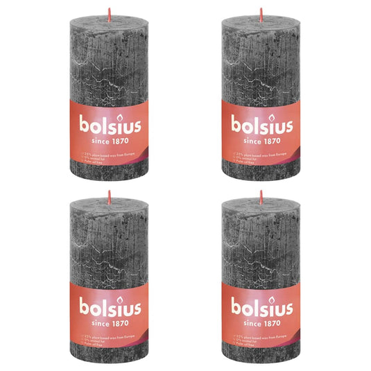 Bolsius Bolsius Stompkaarsen Shine 4 st rustiek 130x68 mm stormgrijs