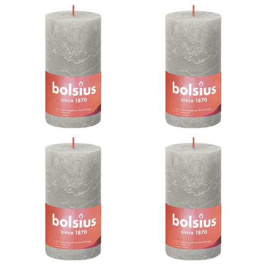 Bolsius bolsius stompkaarsen shine 4 st rustiek 130x68 mm zandgrijs