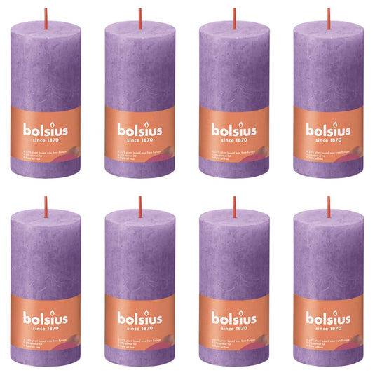 Bolsius Bolsius Stompkaarsen Shine 8 st rustiek 100x50 mm levendig violet