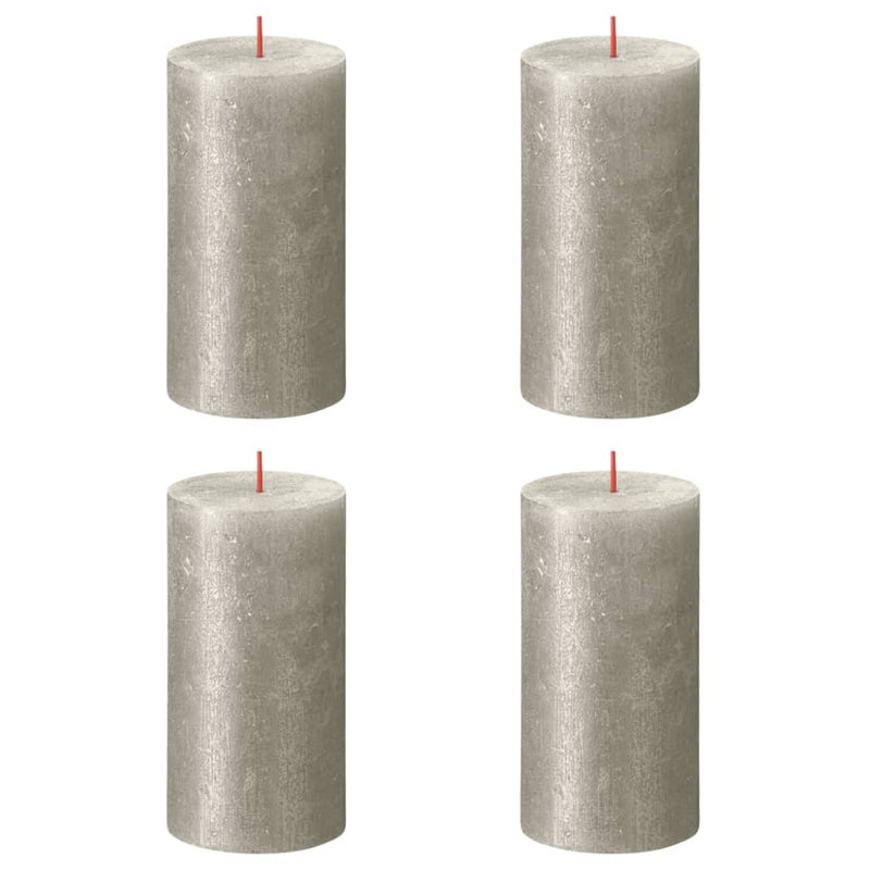 Load image into Gallery viewer, Bolsius Bolsius Stompkaarsen Shimmer 4 st rustiek 130x68 mm champagnekleurig
