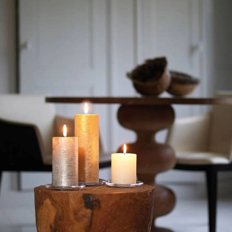 Load image into Gallery viewer, Bolsius Bolsius Stompkaarsen Shimmer 4 st rustiek 130x68 mm champagnekleurig
