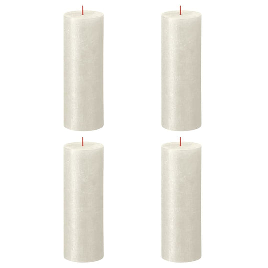 Bolsius Bolsius Stompkaarsen rustiek Shimmer 4 st 190x68 mm ivoorkleurig