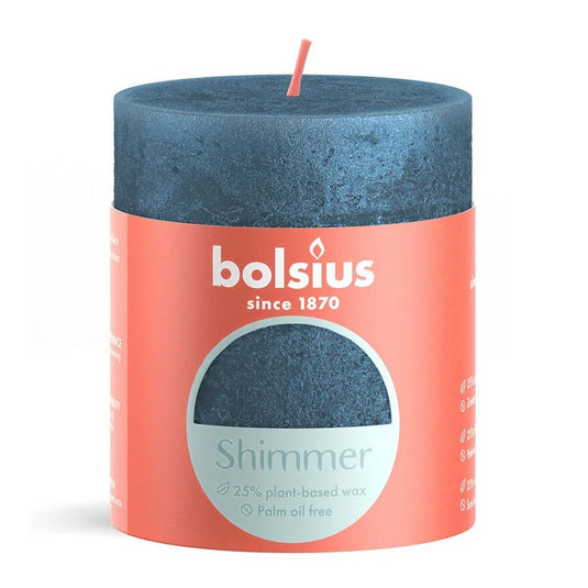 Bolsius stompkaars 80 68 shimmer blue