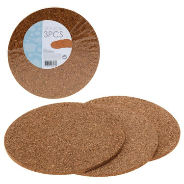 Basic kurken pannenonderzetters 19.5x0.6 cm 3 stuks